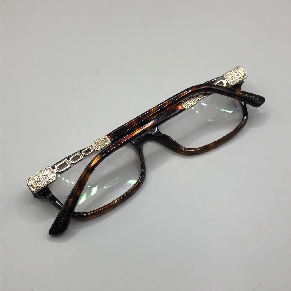 BVLGARI 4061 Brown Tortoise Rectangle Eyeglasses Glasses Frames 52-16-140 FLAW